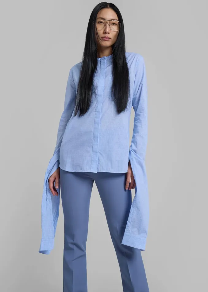 The Frankie Shop Tops Coperni Knot Sleeve Shirt 8211 BlueWhite 8211 Women