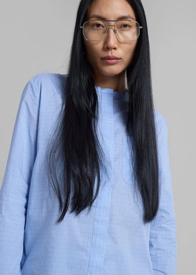 The Frankie Shop Tops Coperni Knot Sleeve Shirt 8211 BlueWhite 8211 Women