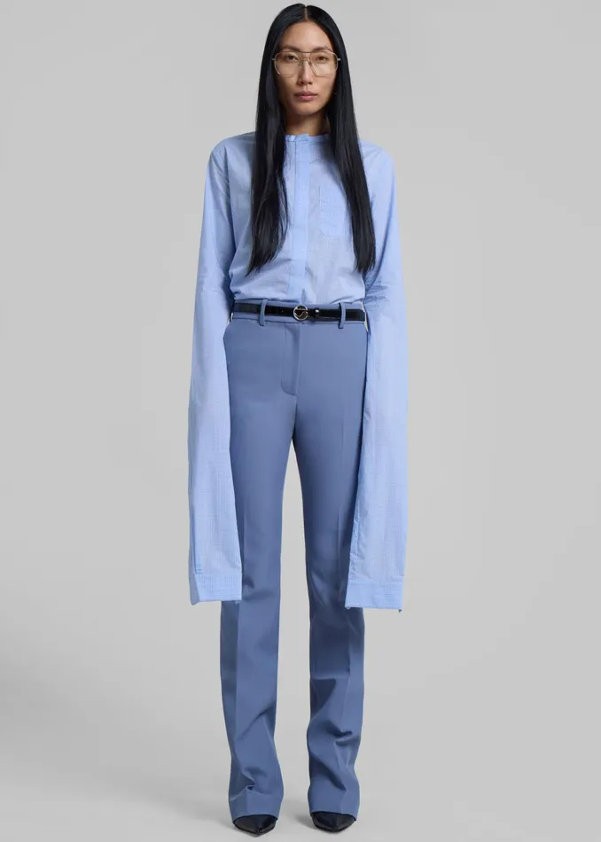 The Frankie Shop Tops Coperni Knot Sleeve Shirt 8211 BlueWhite 8211 Women