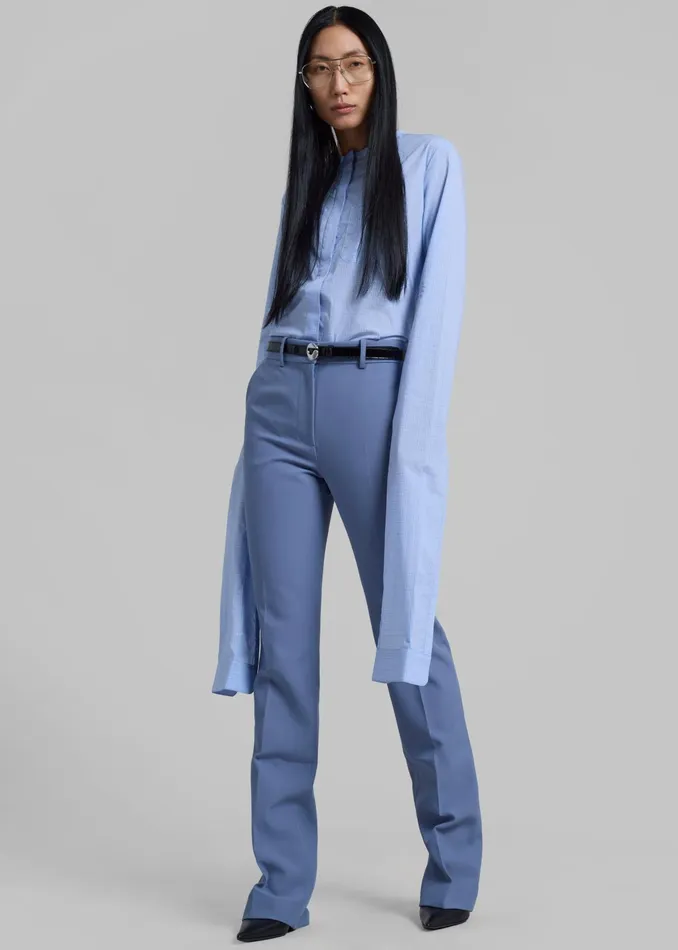 The Frankie Shop Tops Coperni Knot Sleeve Shirt 8211 BlueWhite 8211 Women
