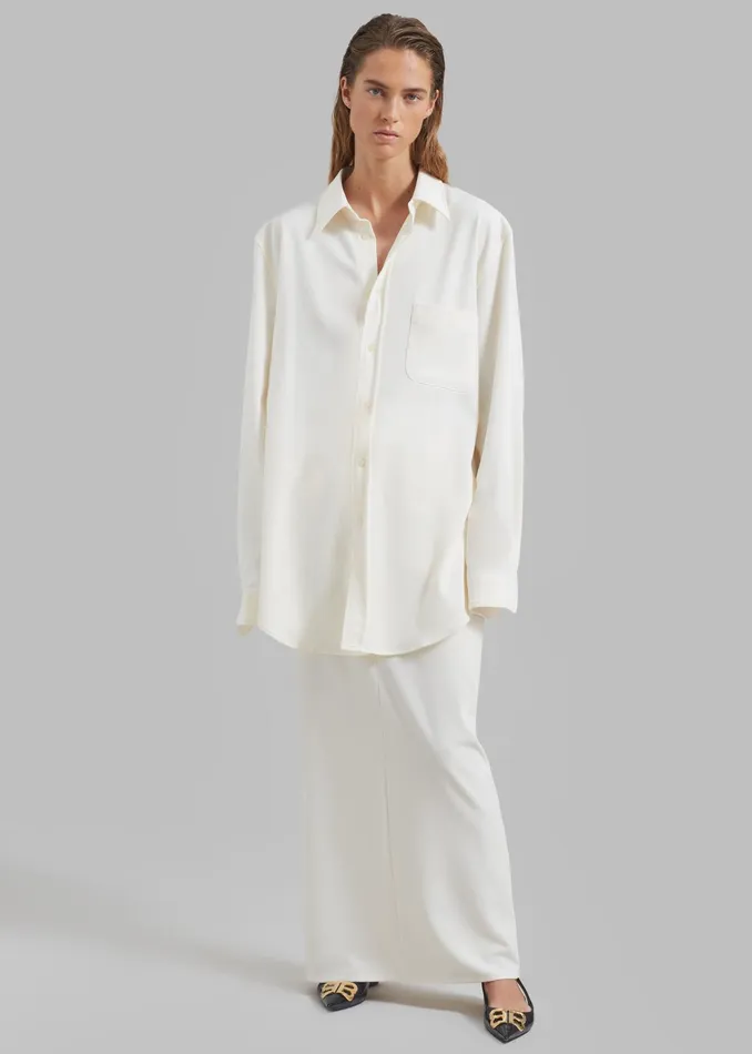 The Frankie Shop Tops Hollis Padded Shoulder Shirt 8211 Ivory 8211 Women