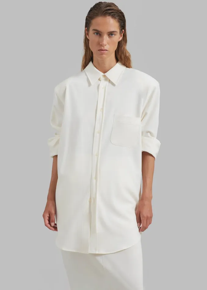 The Frankie Shop Tops Hollis Padded Shoulder Shirt 8211 Ivory 8211 Women
