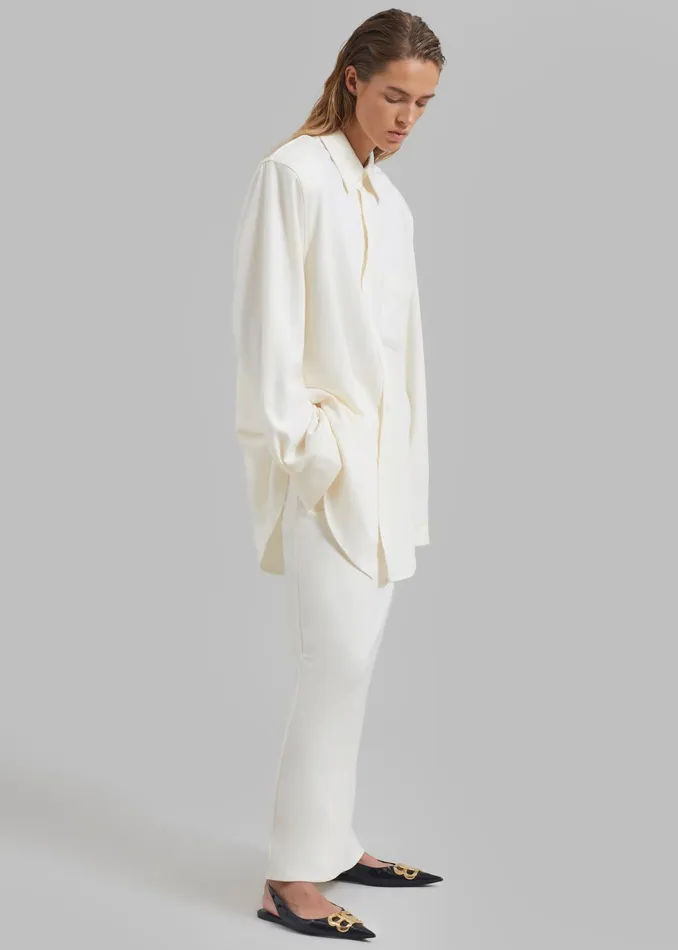 The Frankie Shop Tops Hollis Padded Shoulder Shirt 8211 Ivory 8211 Women