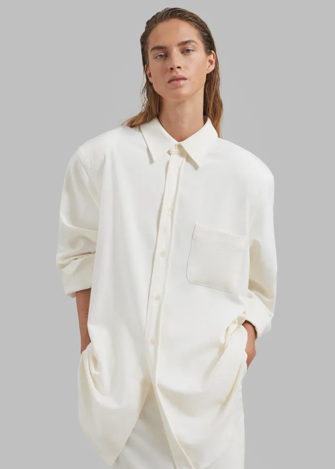 The Frankie Shop Tops Hollis Padded Shoulder Shirt 8211 Ivory 8211 Women