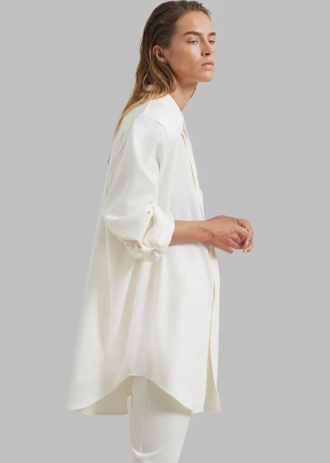 The Frankie Shop Tops Hollis Padded Shoulder Shirt 8211 Ivory 8211 Women
