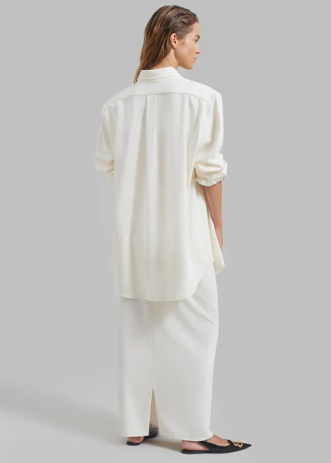 The Frankie Shop Tops Hollis Padded Shoulder Shirt 8211 Ivory 8211 Women