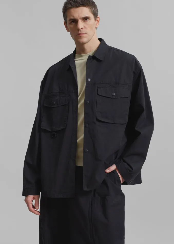 The Frankie Shop Tops Jameson Button Up Shirt 8211 Black 8211 Men