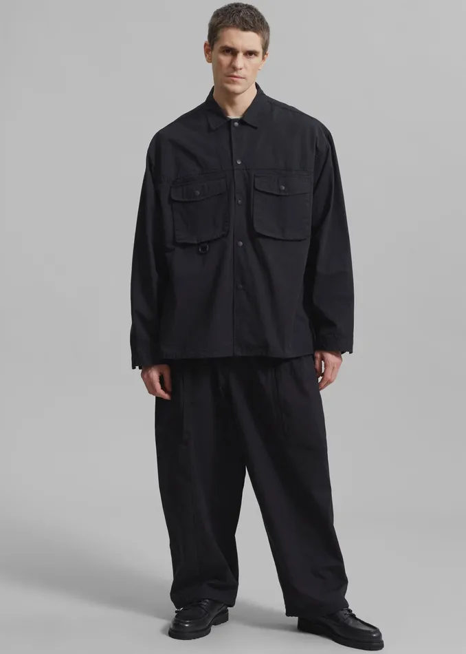 The Frankie Shop Tops Jameson Button Up Shirt 8211 Black 8211 Men