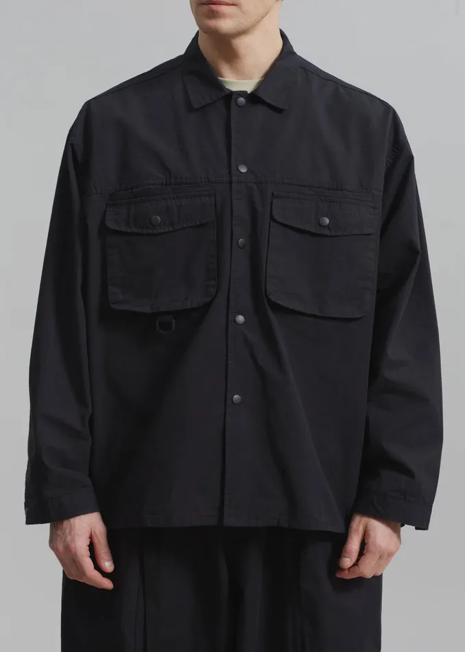 The Frankie Shop Tops Jameson Button Up Shirt 8211 Black 8211 Men