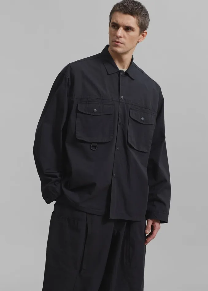 The Frankie Shop Tops Jameson Button Up Shirt 8211 Black 8211 Men