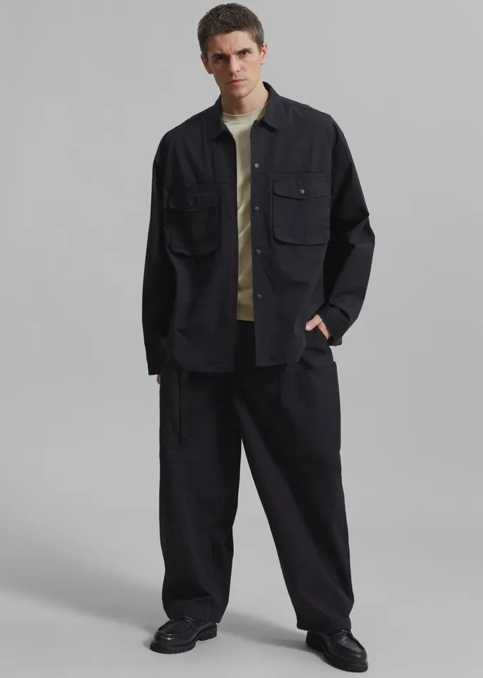The Frankie Shop Tops Jameson Button Up Shirt 8211 Black 8211 Men