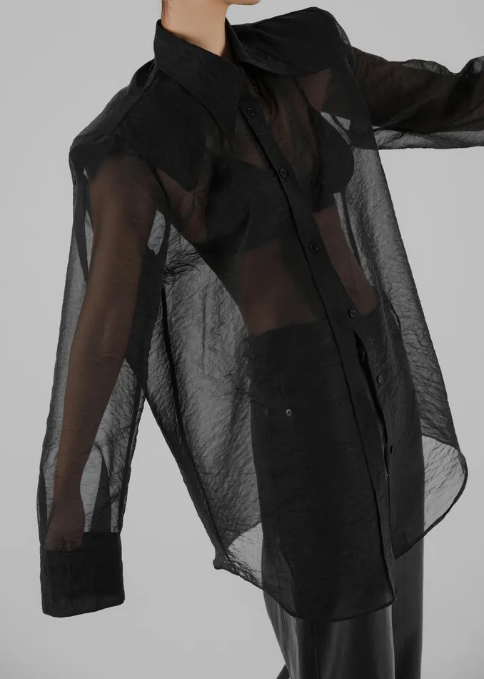 The Frankie Shop Tops Jolene Semi Sheer Shirt 8211 Black 8211 Women