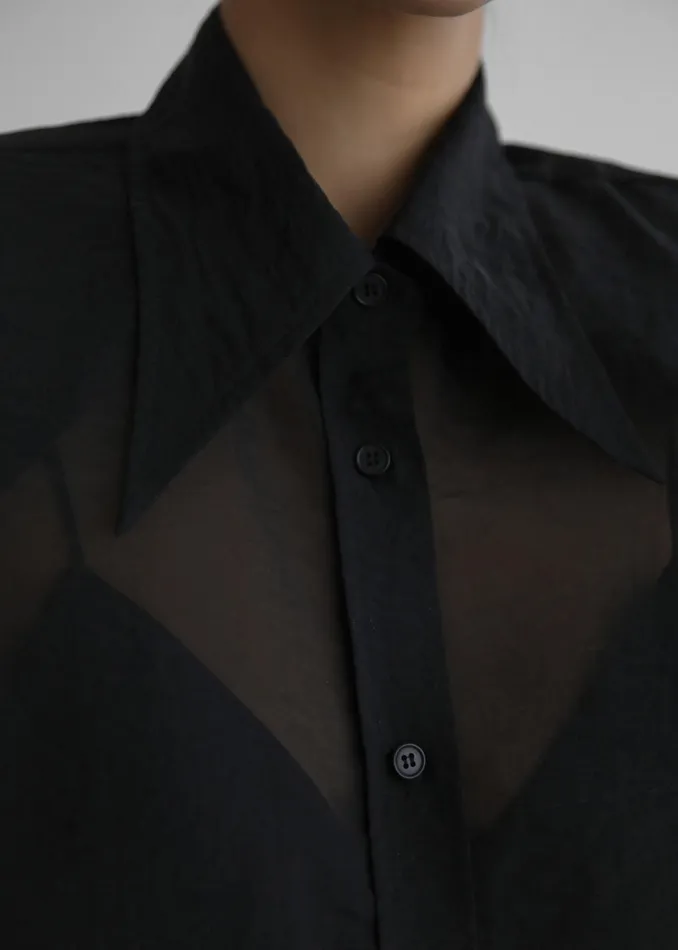The Frankie Shop Tops Jolene Semi Sheer Shirt 8211 Black 8211 Women