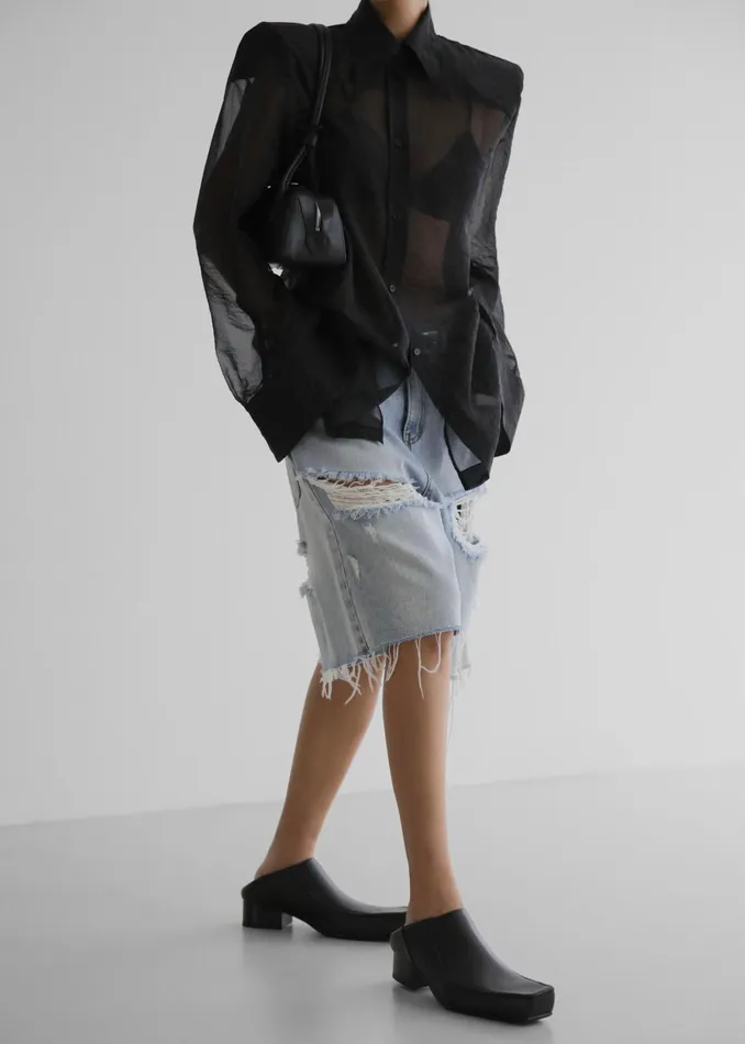 The Frankie Shop Tops Jolene Semi Sheer Shirt 8211 Black 8211 Women