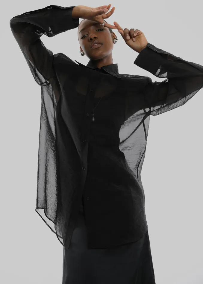 The Frankie Shop Tops Jolene Semi Sheer Shirt 8211 Black 8211 Women