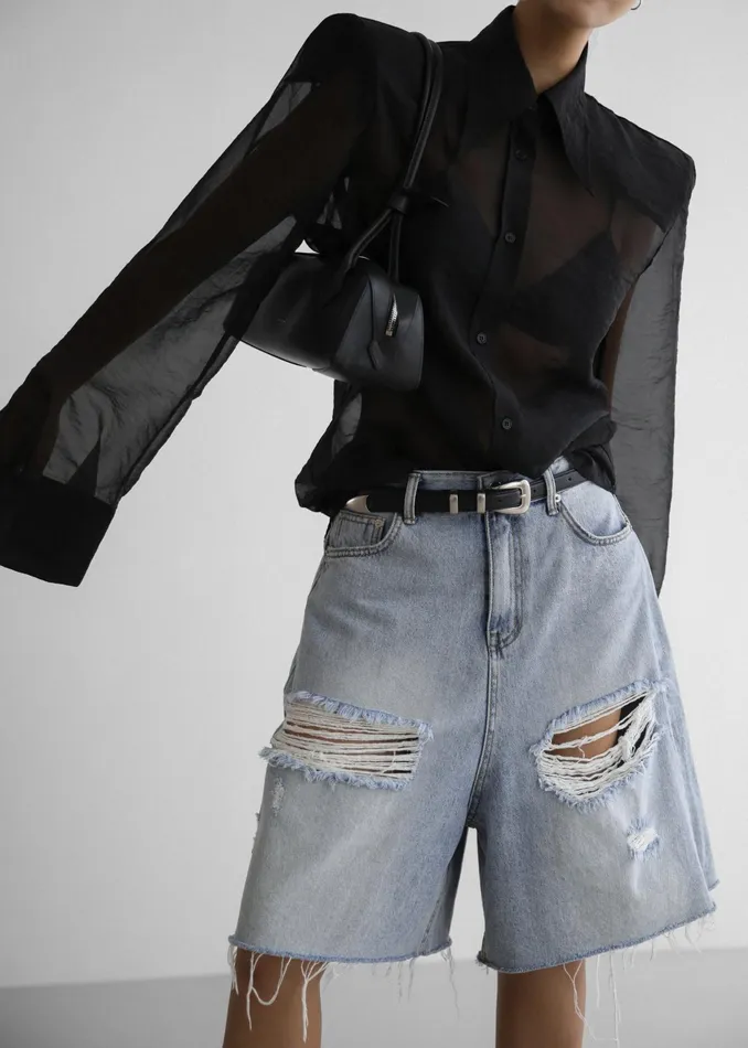 The Frankie Shop Tops Jolene Semi Sheer Shirt 8211 Black 8211 Women