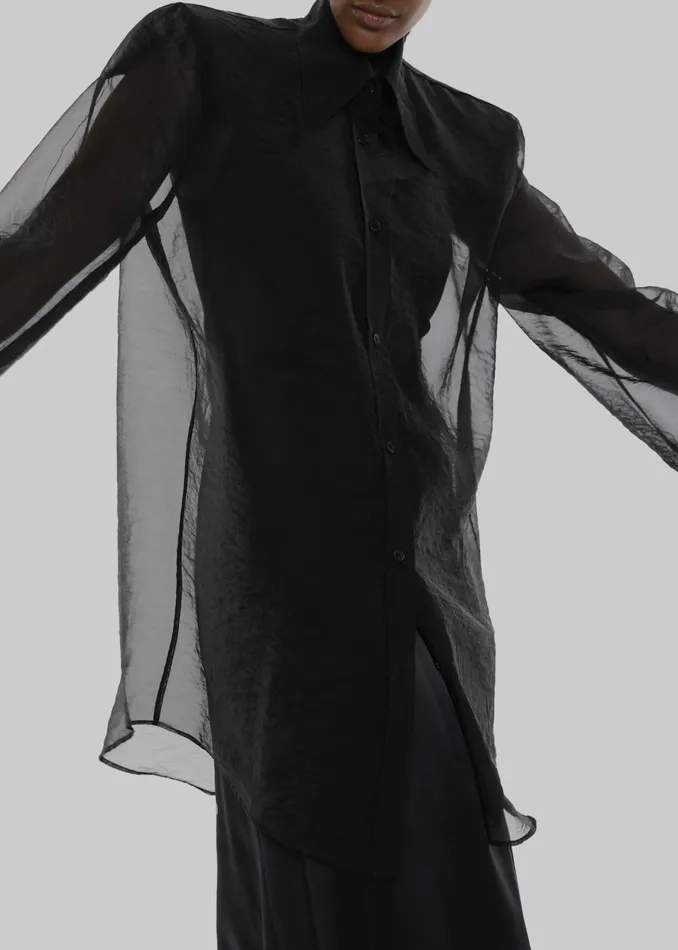 The Frankie Shop Tops Jolene Semi Sheer Shirt 8211 Black 8211 Women