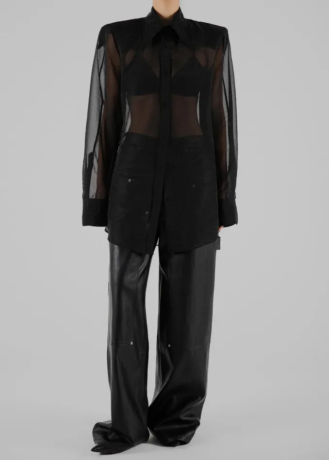The Frankie Shop Tops Jolene Semi Sheer Shirt 8211 Black 8211 Women