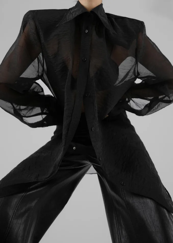 The Frankie Shop Tops Jolene Semi Sheer Shirt 8211 Black 8211 Women