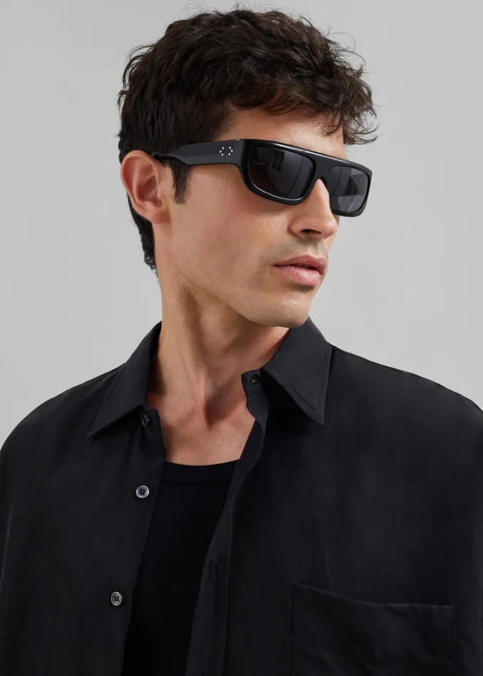 The Frankie Shop Tops Leland Silky Shirt 8211 Black 8211 Men