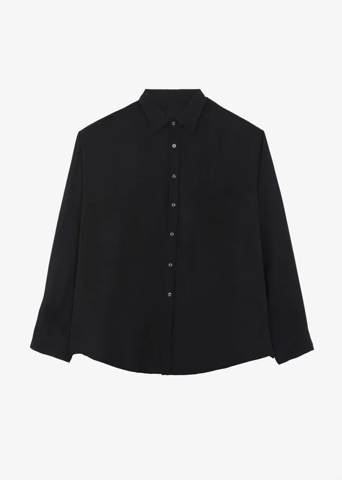 The Frankie Shop Tops Leland Silky Shirt 8211 Black 8211 Men