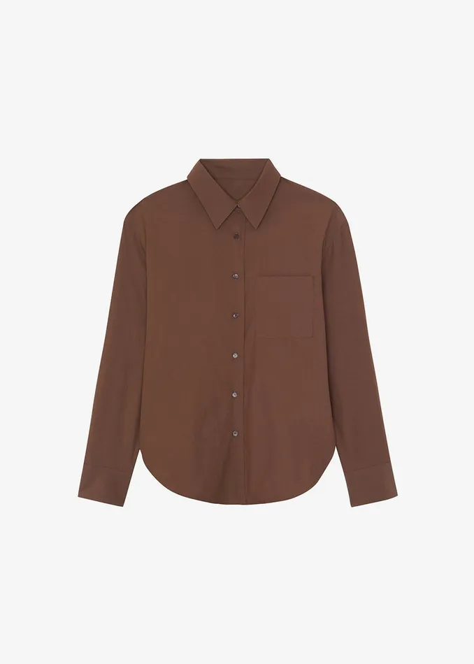 The Frankie Shop Tops Lui Organic Cotton Shirt 8211 Chocolate 8211 Women