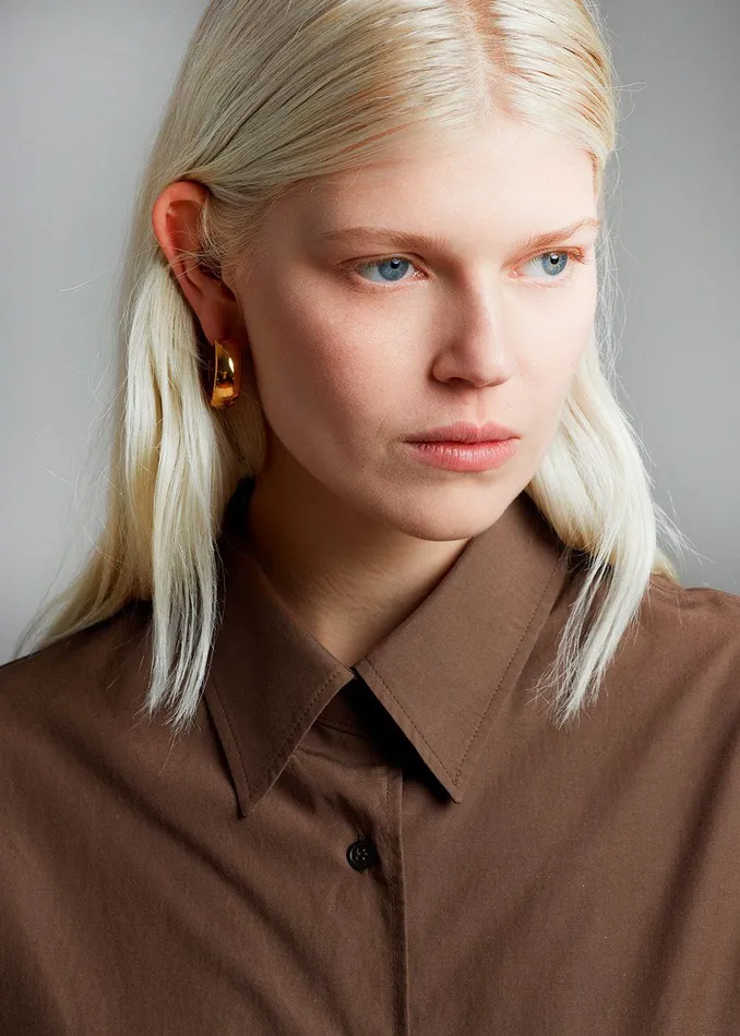 The Frankie Shop Tops Lui Organic Cotton Shirt 8211 Chocolate 8211 Women