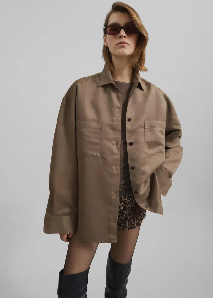 The Frankie Shop Tops Mire Button Up Shirt 8211 Camel 8211 Women