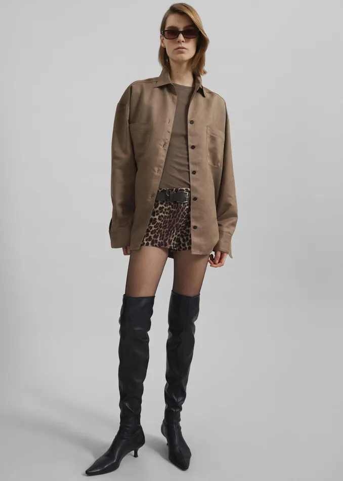 The Frankie Shop Tops Mire Button Up Shirt 8211 Camel 8211 Women