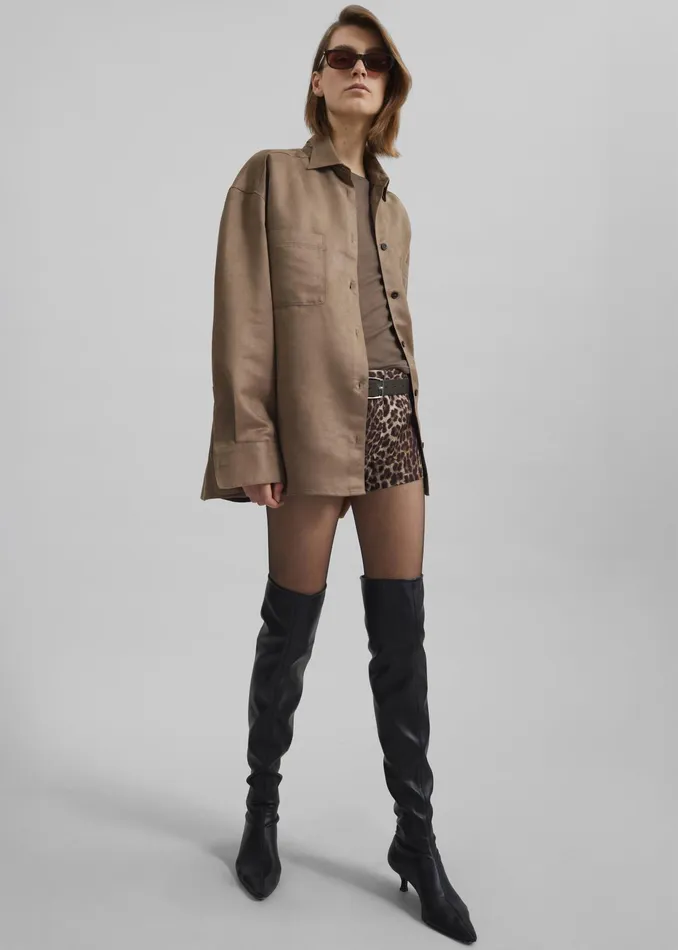 The Frankie Shop Tops Mire Button Up Shirt 8211 Camel 8211 Women