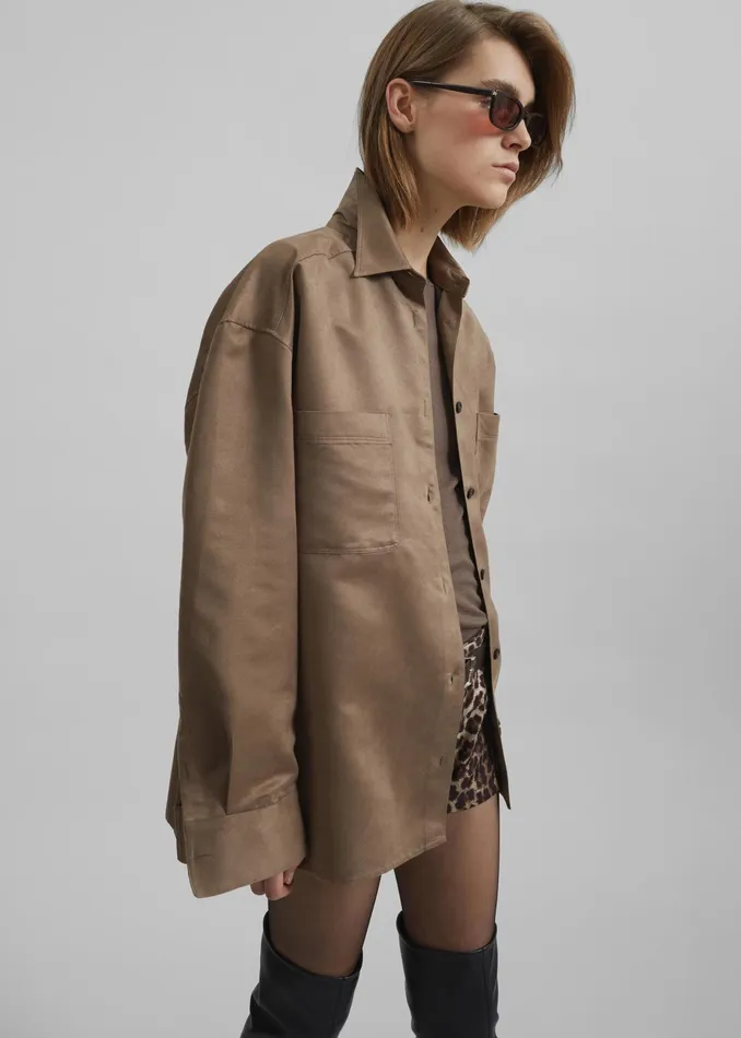 The Frankie Shop Tops Mire Button Up Shirt 8211 Camel 8211 Women