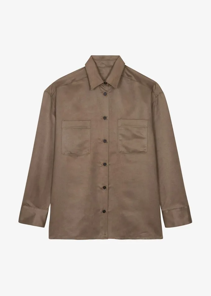 The Frankie Shop Tops Mire Button Up Shirt 8211 Camel 8211 Women