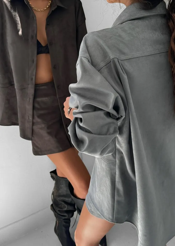 The Frankie Shop Tops Regina Faux Suede Shirt 8211 Brown 8211 Women