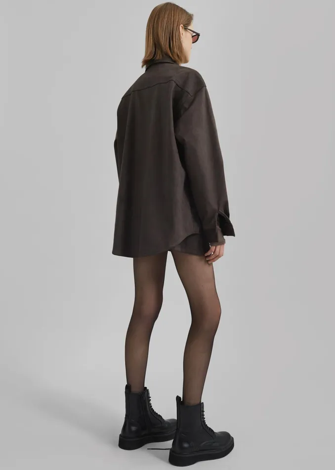 The Frankie Shop Tops Regina Faux Suede Shirt 8211 Brown 8211 Women