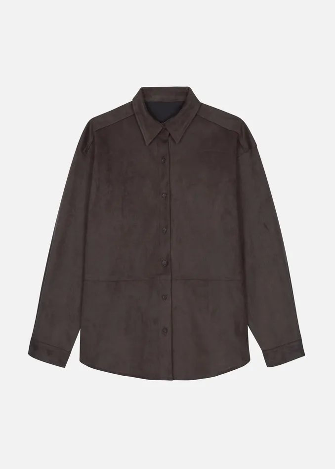The Frankie Shop Tops Regina Faux Suede Shirt 8211 Brown 8211 Women
