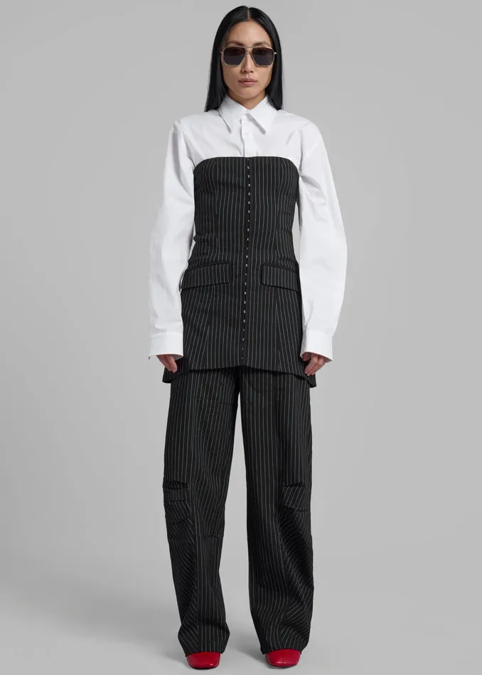 The Frankie Shop Tops Rotate Stretchy Strapless Top 8211 Black Pinstripe 8211 Women