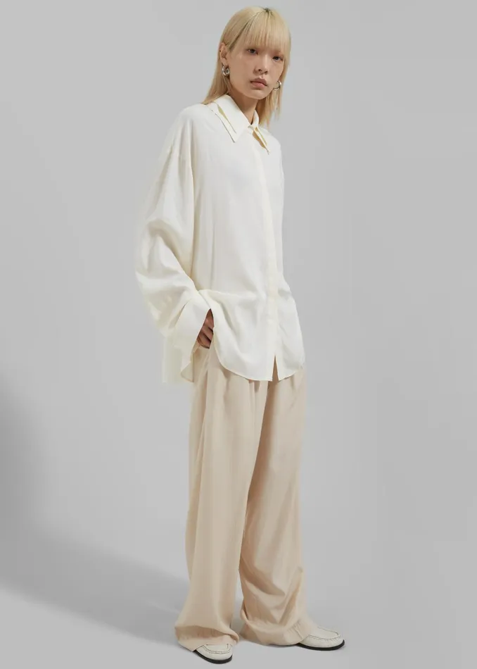The Frankie Shop Tops Tali Double Collar Shirt 8211 Ivory 8211 Women