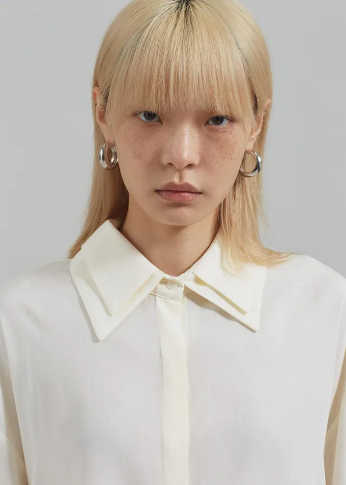 The Frankie Shop Tops Tali Double Collar Shirt 8211 Ivory 8211 Women