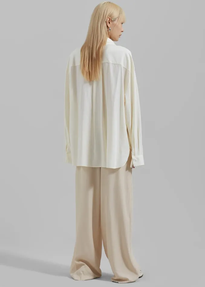 The Frankie Shop Tops Tali Double Collar Shirt 8211 Ivory 8211 Women