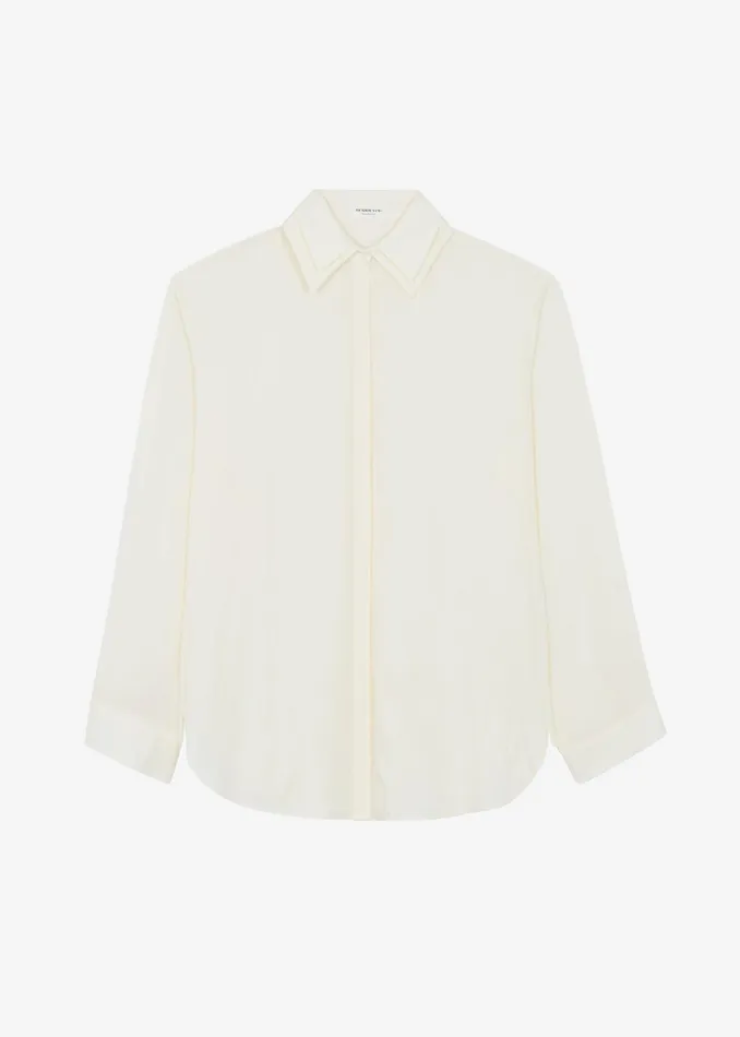 The Frankie Shop Tops Tali Double Collar Shirt 8211 Ivory 8211 Women