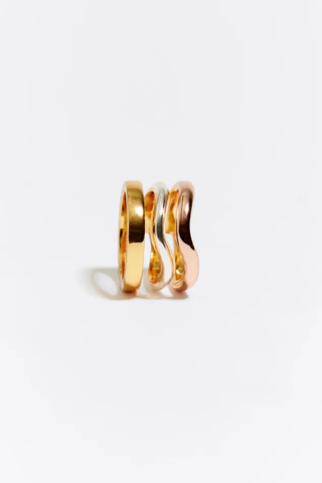 Threetone Bands Logo Ring Multigold Women Bimba Y Lola Jewelry
