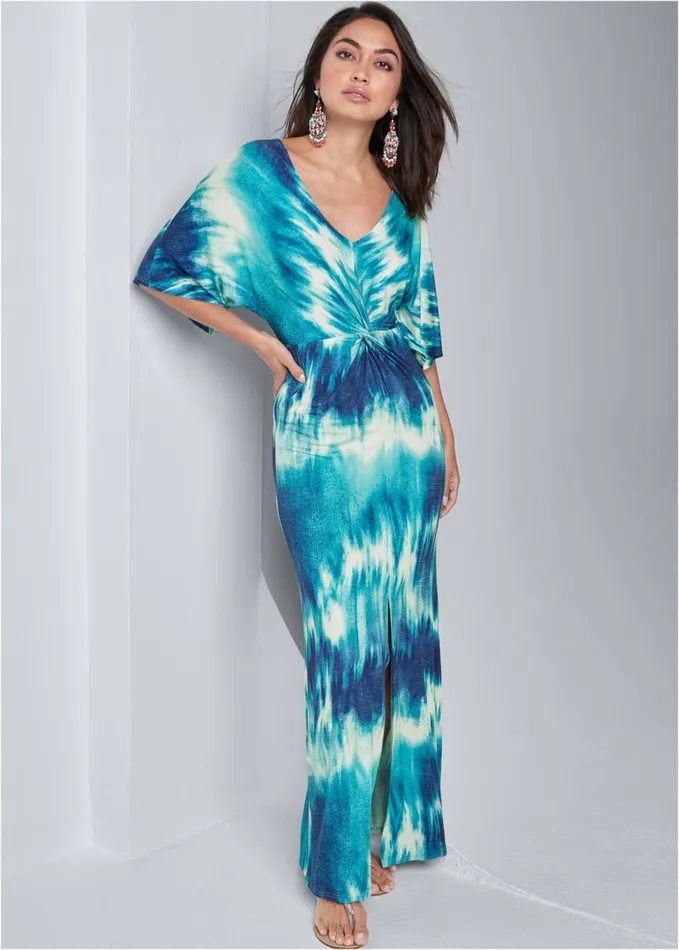 TIE DYE KIMONO MAXI DRESS Blue Multi Women VENUS Sundresses