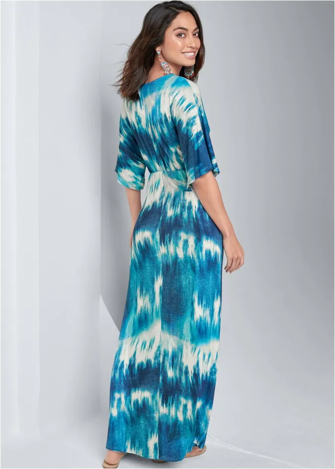 TIE DYE KIMONO MAXI DRESS Blue Multi Women VENUS Sundresses