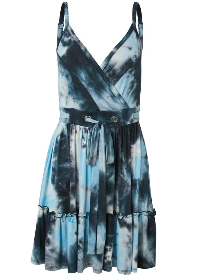 TIE DYE SURPLICE MINI DRESS Blue Multi Women VENUS Sundresses