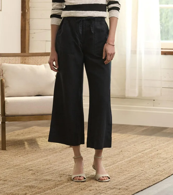Tie Front Pants 8211 Caviar Linen Hatley