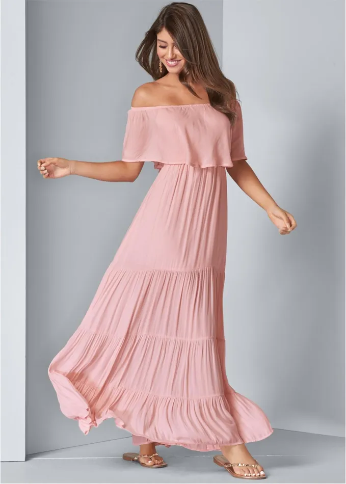 TIERED MAXI DRESS Light Pink Women VENUS Sundresses