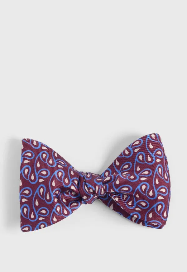 Ties Mens Printed Silk Teardrop Bow Tie Burgundy Paulstuart