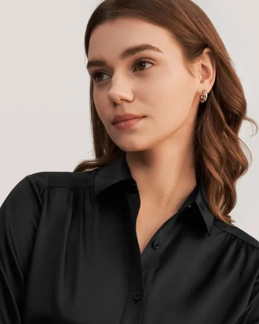 Top Quality Long Sleeves Collared Silk Shirt Women Women Blouses Lilysilk Shirts