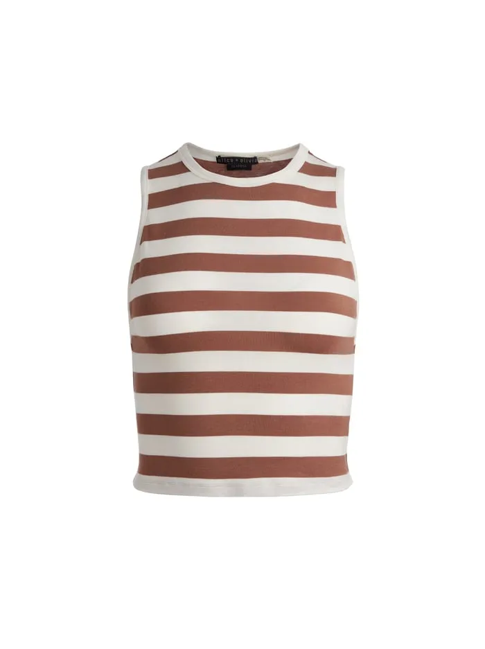 Tops Women Alice Olivia Andre Fitted Cropped Tank Off Whitecamel