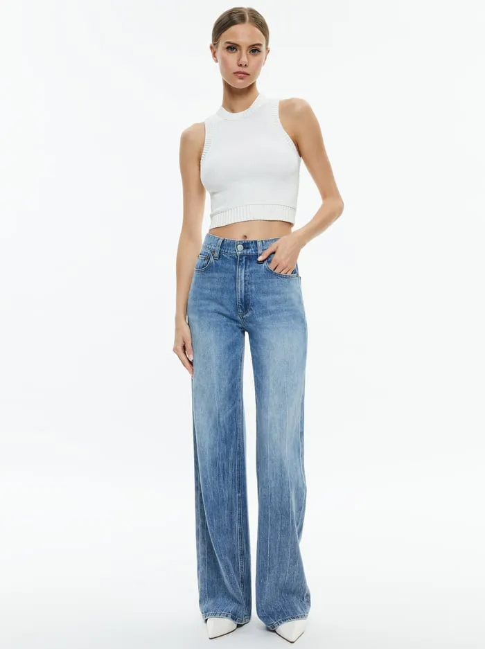 Tops Women Alice Olivia Bigsby Ribbed Tank Soft White